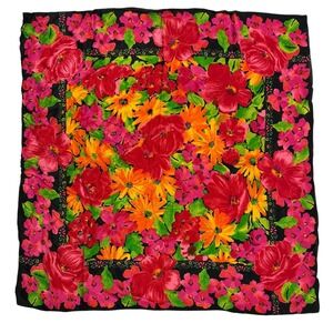 Liz‎ Claiborne Vintage Floral Silk Scarf Womens Colorful Classic Luxury Japan